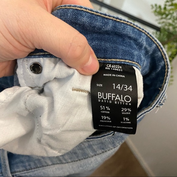 Buffalo David Bitton|14/34|Light Blue Jess Rip mad Repair Mid Rise Jeans - Picture 5 of 11